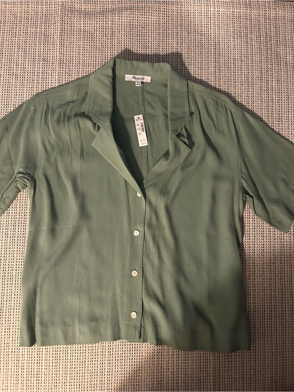 Madewell Sage Green Short-Sleeve Button-Down Shirt